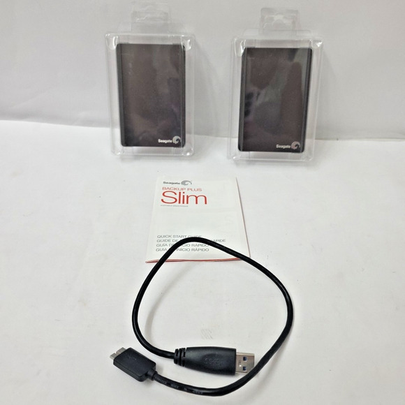 Lot Of 2 Seagate Slim 500GB USB Backup Portable External Hard Drive 1E7AN4-501 - Picture 2 of 4